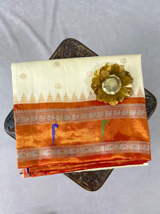 GADWAL PURE SILK TISSUE BORDER HANDLOOM SAREE