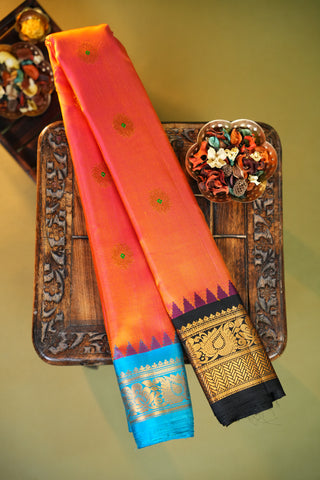 GADWAL PURE SILK GANGA JAMUNA BORDER SAREE