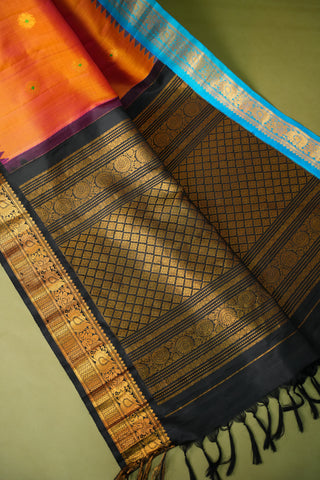 GADWAL PURE SILK GANGA JAMUNA BORDER SAREE