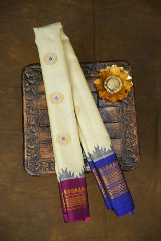 GADWAL PURE SILK GANGA JAMUNA BORDER SAREE