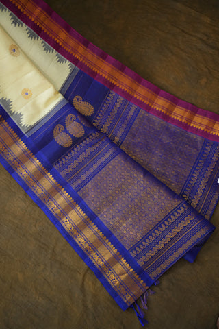 GADWAL PURE SILK GANGA JAMUNA BORDER SAREE