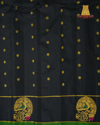 GADWAL PURE SILK GAP BORDER BUTTA HANDLOOM SAREE