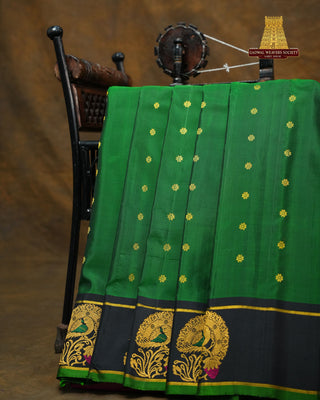 GADWAL PURE SILK GAP BORDER BUTTA HANDLOOM SAREE
