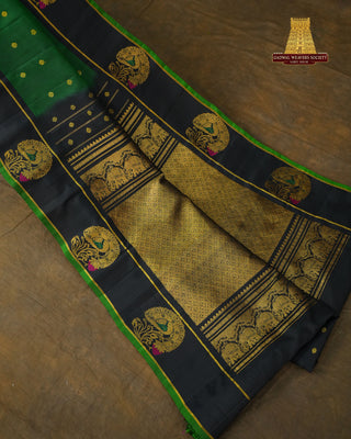 GADWAL PURE SILK GAP BORDER BUTTA HANDLOOM SAREE