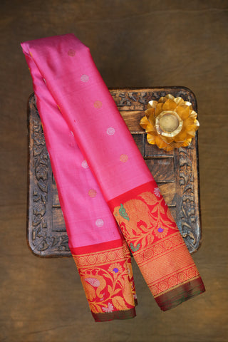 GADWAL PURE SILK MEENAKARI TURNING BORDER SAREE