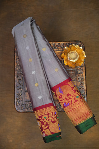 GADWAL PURE SILK MEENAKARI TURNING BORDER SAREE