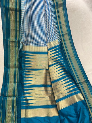 NARAYANPET GINGHAM CHECKS PURE SILK HANDLOOM SAREE