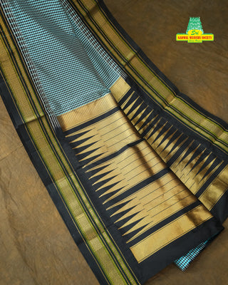 NARAYANPET GINGHAM CHECKS PURE SILK HANDLOOM SAREE