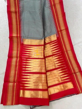 NARAYANPET GINGHAM CHECKS PURE SILK HANDLOOM SAREE