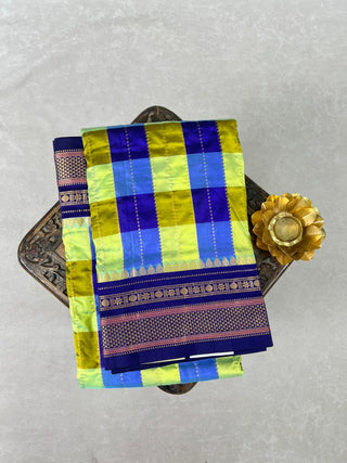 NARAYANPET KATTAM CHECKS PURE SILK HANDLOOM SAREE