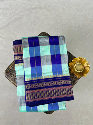 NARAYANPET KATTAM CHECKS PURE SILK HANDLOOM SAREE