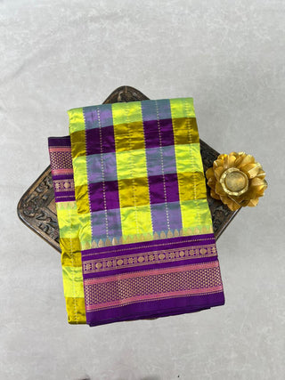 NARAYANPET KATTAM CHECKS PURE SILK HANDLOOM SAREE