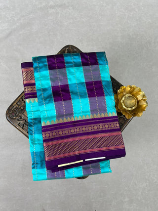 NARAYANPET KATTAM CHECKS PURE SILK HANDLOOM SAREE