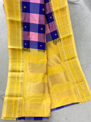 NARAYANPET KATTAM CHECKS PURE SILK HANDLOOM SAREE