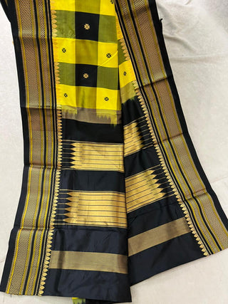 NARAYANPET KATTAM CHECKS PURE SILK HANDLOOM SAREE