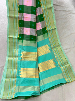 NARAYANPET KATTAM CHECKS PURE SILK HANDLOOM SAREE