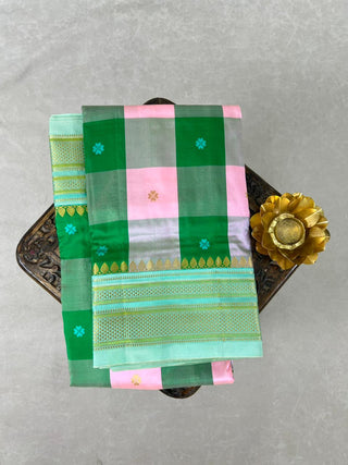 NARAYANPET KATTAM CHECKS PURE SILK HANDLOOM SAREE