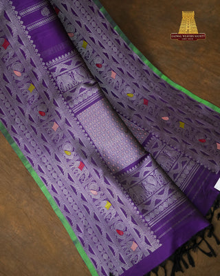 GADWAL PURE SILK MEENAKARI TURNING BORDER SAREE