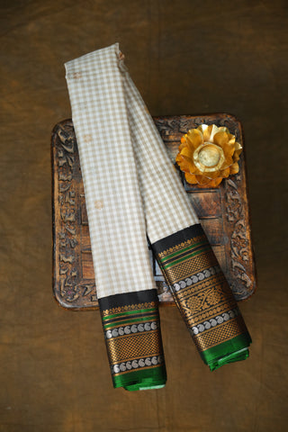 GADWAL PURE SILK GINGHAM CHECKS HANDLOOM SAREE