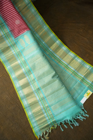 GADWAL PURE SILK GINGHAM CHECKS HANDLOOM SAREE