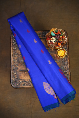GADWAL PURE SILK GAP BORDER BUTTA HANDLOOM SAREE