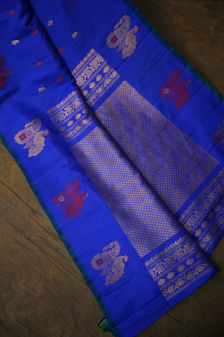 GADWAL PURE SILK GAP BORDER BUTTA HANDLOOM SAREE