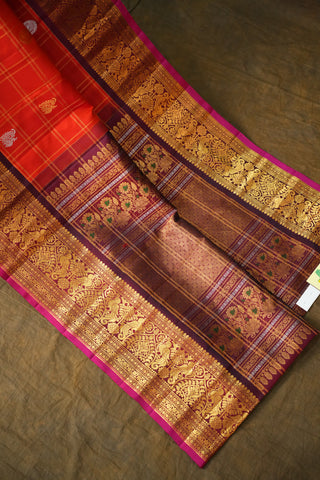 EXCLUSIVE GADWAL BIG CHECKS PURE SILK HANDLOOM SAREE