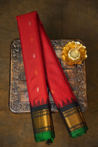 GADWAL PURE SILK CHECKS HANDLOOM SAREE