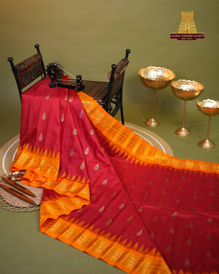 GADWAL PURE SILK SMALL BORDER CHECKS HANDLOOM SAREE