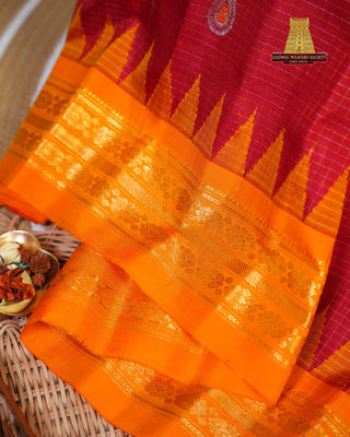 GADWAL PURE SILK SMALL BORDER CHECKS HANDLOOM SAREE