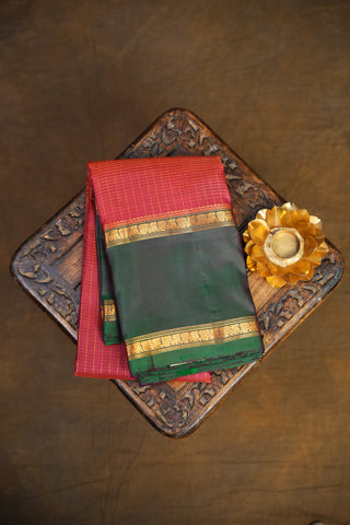 KANCHIPURAM PURE SILK CHECKS HANDLOOM SAREE
