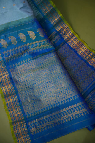 GADWAL PURE SILK SMALL BORDER CHECKS HANDLOOM SAREE