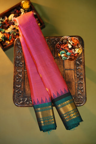 GADWAL PURE SILK SMALL BORDER CHECKS HANDLOOM SAREE