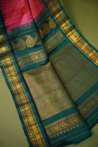 GADWAL PURE SILK SMALL BORDER CHECKS HANDLOOM SAREE
