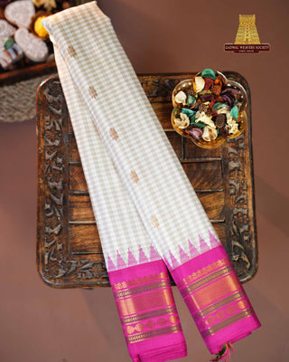 GADWAL PURE SILK GINGHAM CHECKS SAREE