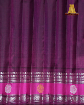 GADWAL PURE SILK SILVER ZARI GAP BORDER SAREE