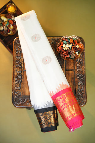 GADWAL PURE SILK GANGA JAMUNA BORDER SAREE