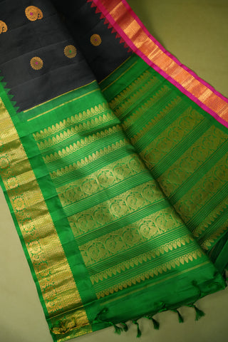 GADWAL PURE SILK GANGA JAMUNA BORDER SAREE
