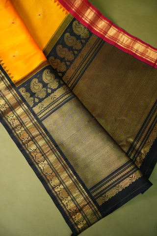 GADWAL PURE SILK GANGA JAMUNA BORDER SAREE