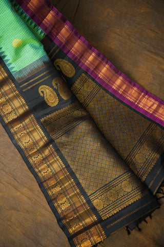 GADWAL PURE SILK HANDLOOM SAREE WITH GANGA JAMUNA BORDER