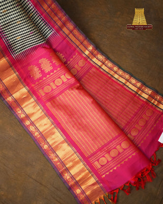 GADWAL PURE SILK GINGHAM CHECKS HANDLOOM SAREE