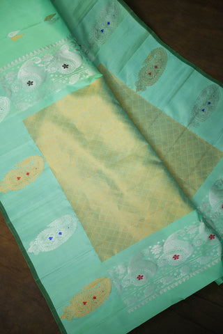 GADWAL PURE SILK GAP BORDER BUTTA HANDLOOM SAREE