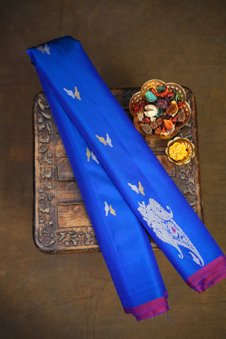GADWAL PURE SILK GAP BORDER BUTTA HANDLOOM SAREE