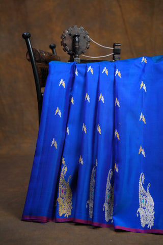 GADWAL PURE SILK GAP BORDER BUTTA HANDLOOM SAREE