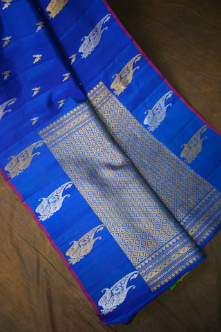 GADWAL PURE SILK GAP BORDER BUTTA HANDLOOM SAREE