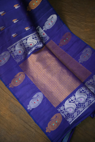 GADWAL PURE SILK GAP BORDER BUTTA HANDLOOM SAREE