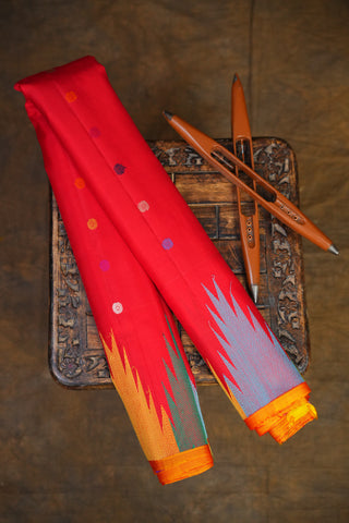 GADWAL PURE SILK TEMPLE BORDER HANDLOOM SAREE