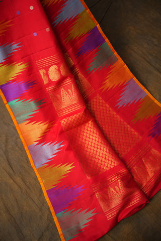 GADWAL PURE SILK TEMPLE BORDER HANDLOOM SAREE