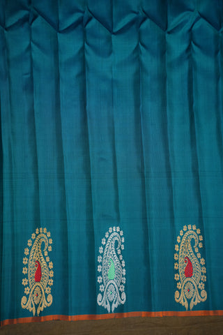 GADWAL PURE SILK GAP BORDER BUTTA HANDLOOM SAREE