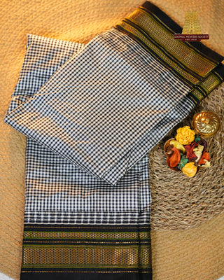 NARAYANPET GINGHAM CHECKS PURE SILK HANDLOOM SAREE